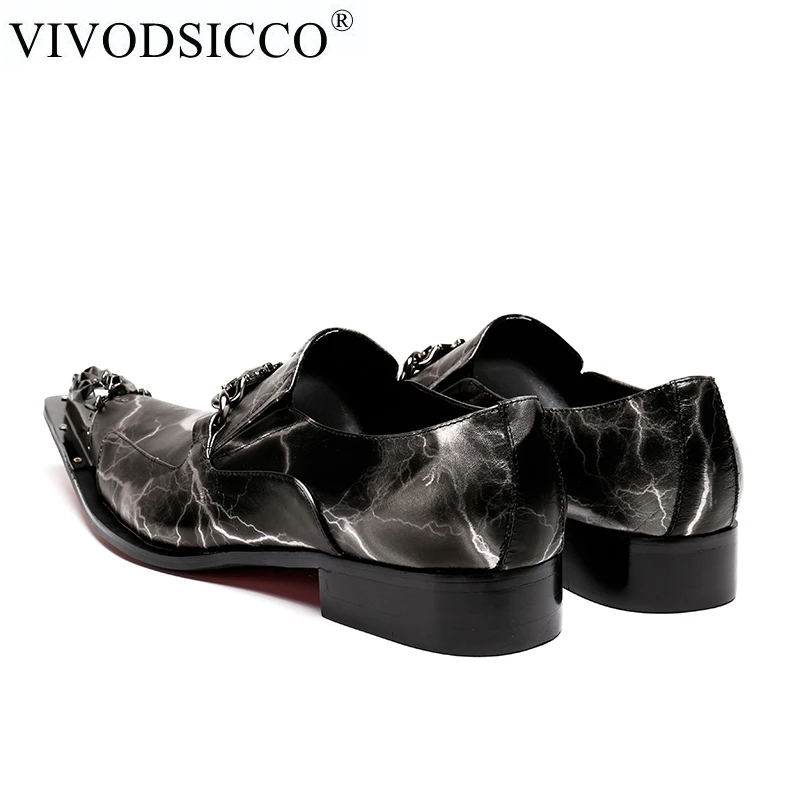 VIVODSICCO/Мужские модельные туфли; Роскошные модные свадебные туфли для жениха из натуральной кожи; мужские туфли-оксфорды; слипоны с металлическим носком