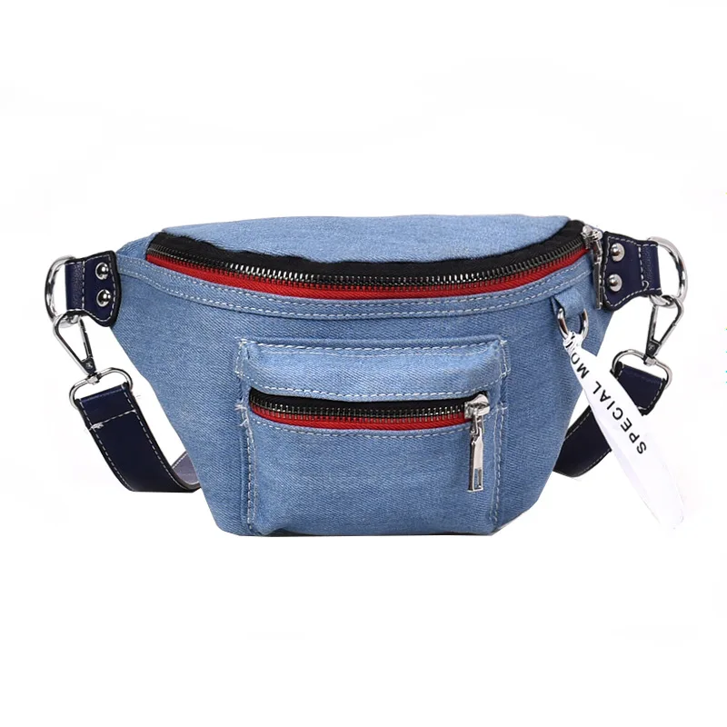 Поясная Сумка для женщин забавная джинсовая дамская сумочка мессенджер тканевый
