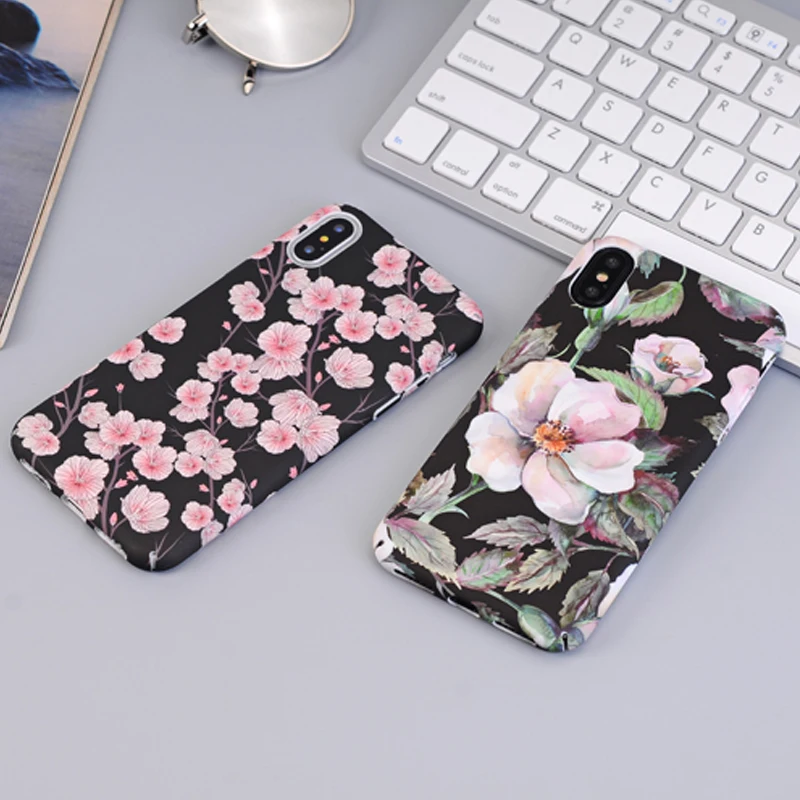 Kisstop Top Quality Colorful Marble Phone Case For iPhone X Flower Painted Fundas Cover 6 6s 7 8 Plus |