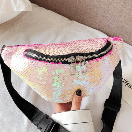 Двусторонняя поясная сумка с блестками русалка забавная Сумочка кошелек на