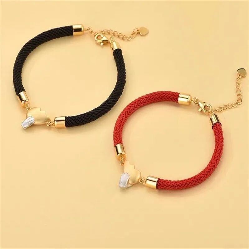 Лидер продаж новый браслет в форме сердца с крыльями ангела из красной веревки