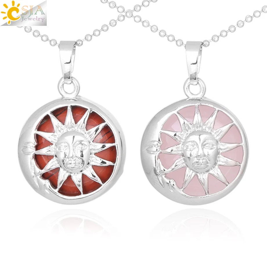 CSJA новый дизайн ожерелья и подвески подвеска Солнце Луна ожерелье с натуральными