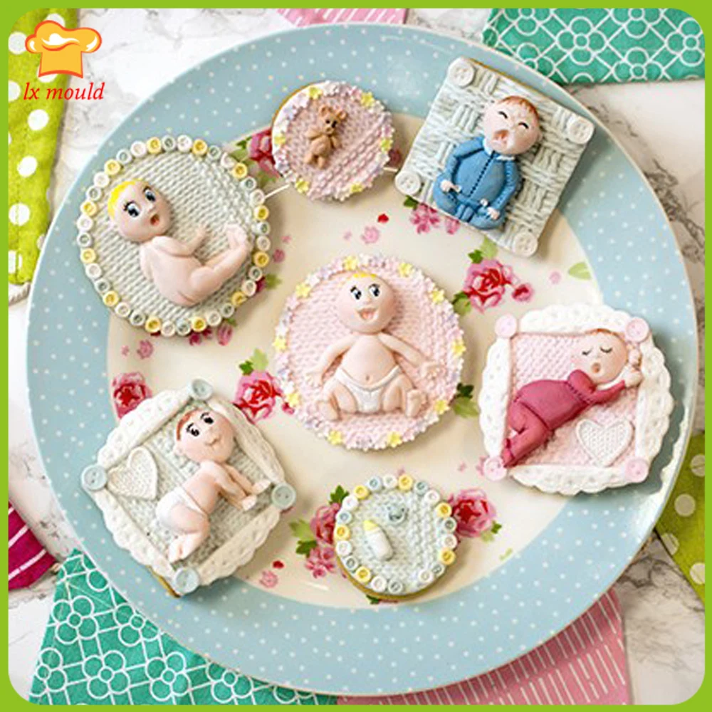 

New Knitted Checkered Pattern Cake Mould Food Grade Silicone Fudge Mold Doll Chocolate Mold Handmade Pastry Cake Decoration Mold