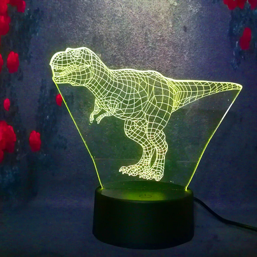 Милый Парк Юрского периода мальчик подарок динозавр тираннос 3D ночник Led 7 цветов
