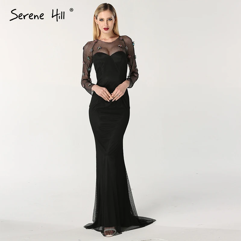 Черные сексуальные модные вечерние платья Русалочки новинка 2021 с длинными