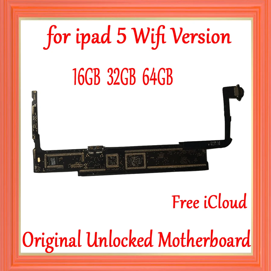 

100% Original For ipad 5 Motherboard With Full chips, Factory Unlocked for Ipad 5 wifi Version/wifi+3G Version Logic boards