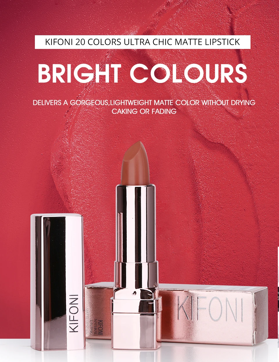 New Arrival KIFONI makeup 20 colors beauty matte lipstick long lasting tint lips cosmetics lip stick maquiagem make up red batom