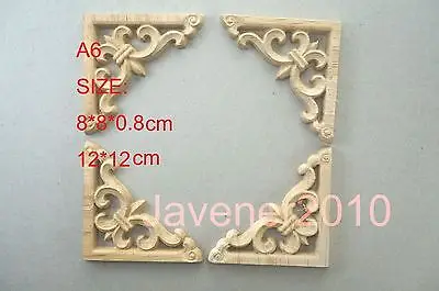 A6-12x12cm деревянный резной уголок аппликация Неокрашенная рамка наклейка на дверь