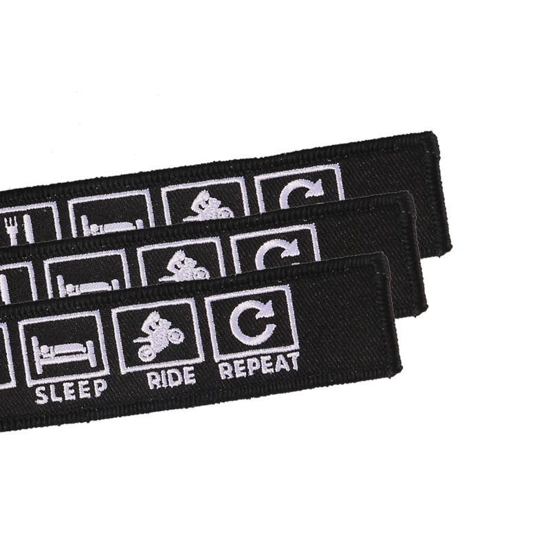 3 шт./лот Новинка Eat Sleep Repeat Porte Clef брелок с вышивкой Bijoux брелок для мотоциклов n ключи для автомобиля цепь для мужчин