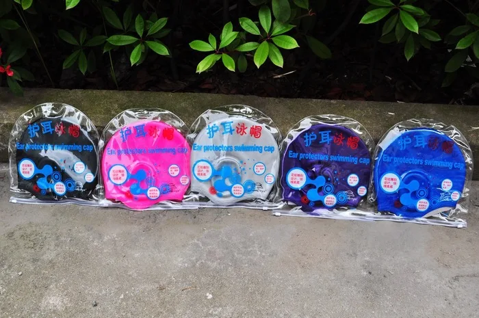 ear protect swimming cap silicone hats water-proof elastic free size Adult Swimming Caps good quality 5 colors choose |