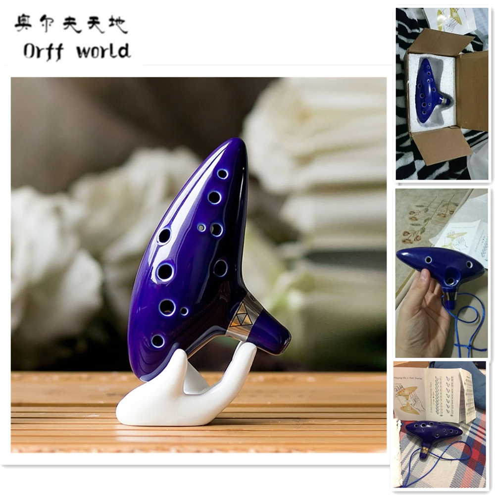 Ocarina классический синий 12 отверстий ocarina Alto C музыкальный инструмент яркая глазурь керамика деревянный духовой инструмент