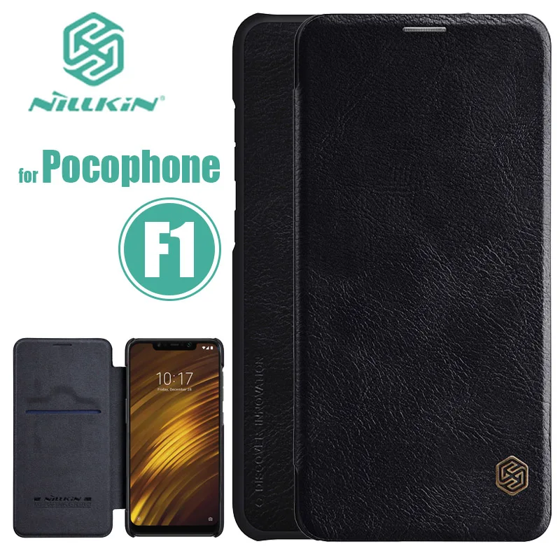 Чехол для Xiaomi Pocophone F1 серия Nillkin Qin Роскошный чехол телефона Poco откидной кожаный
