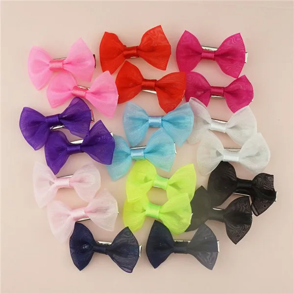 10pairs 10colors Твои банты, 10 пар в партии модные Луки Карамельный цвет мини сплошного цвета или в точку, Цветочные заколки для волос для детей Для женщин девочек Головные уборы аксессуары для волос - Цвет: 10pairs 10colors