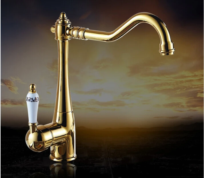 

Fashion brass gold hot and cold single lever kitchen sink faucet tap bathroom basin faucet sink tap