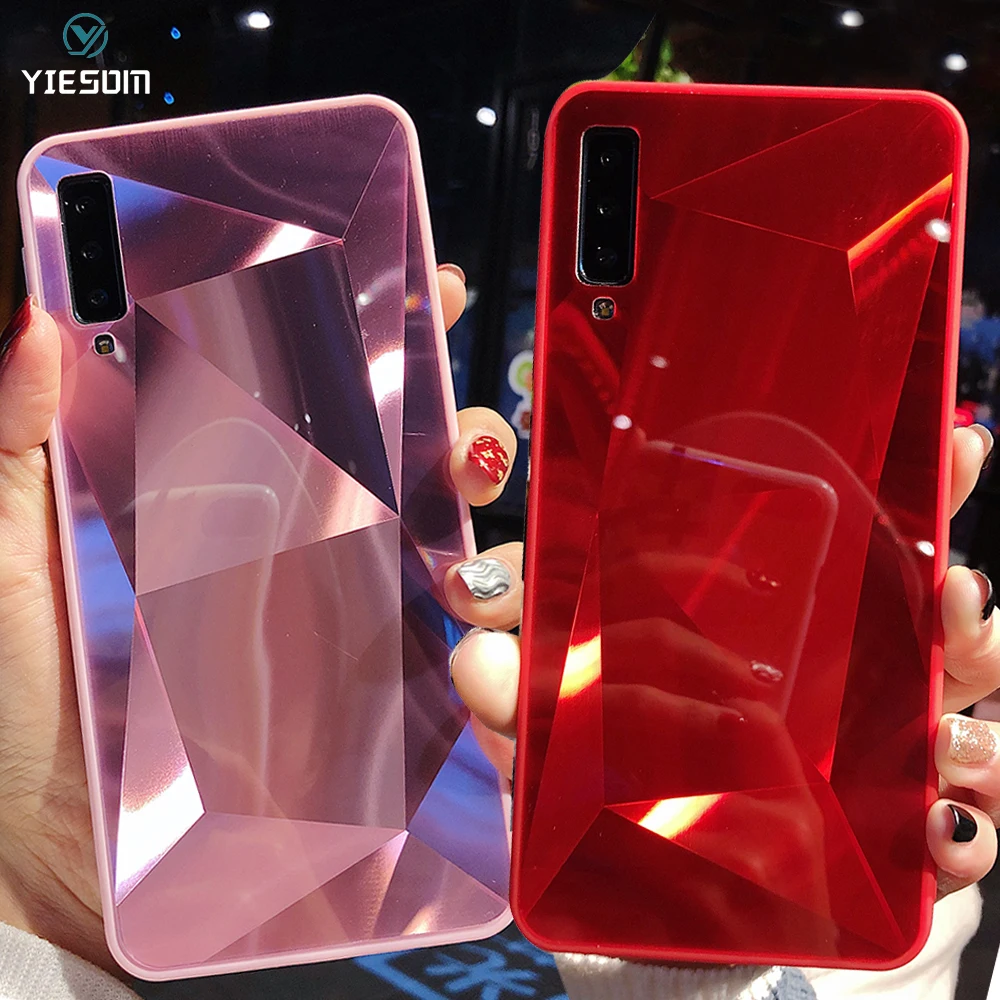 Чехол для samsung Galaxy A50 A70 A7 2018 чехол бриллиантами зеркалом Стекло телефона A750 A30 A20 M10