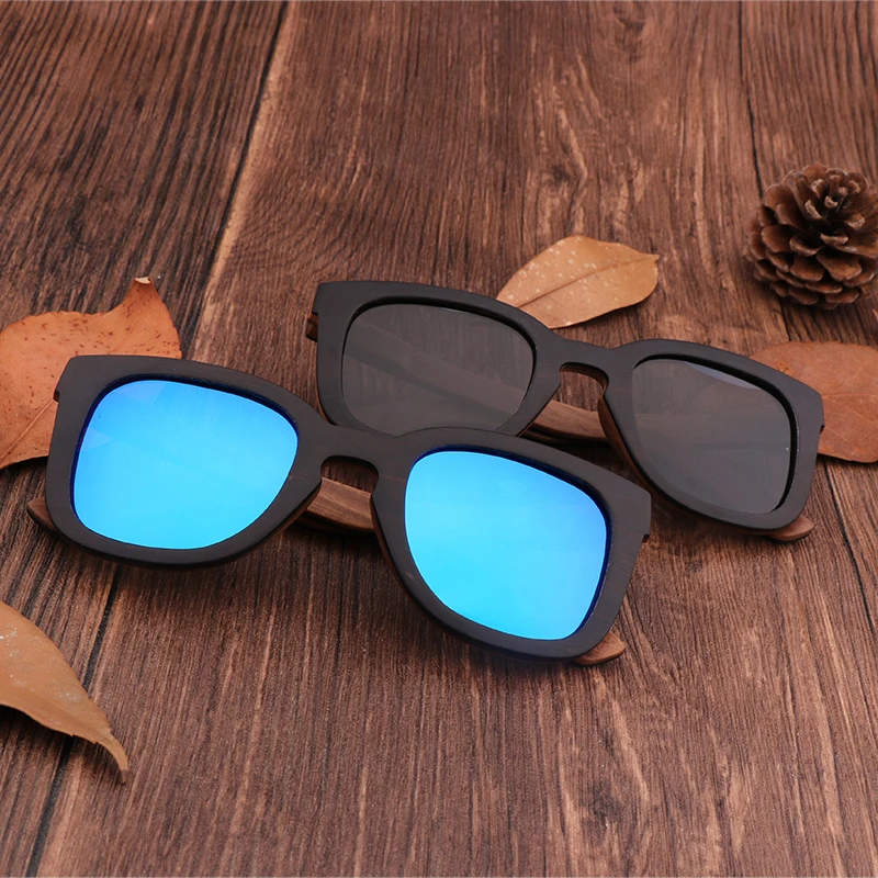 

New green Retro Black Wooden Sunglasses lady polarized Blue Sunglasses wooden bamboo UV400 sunglasses oculos de sol feminine