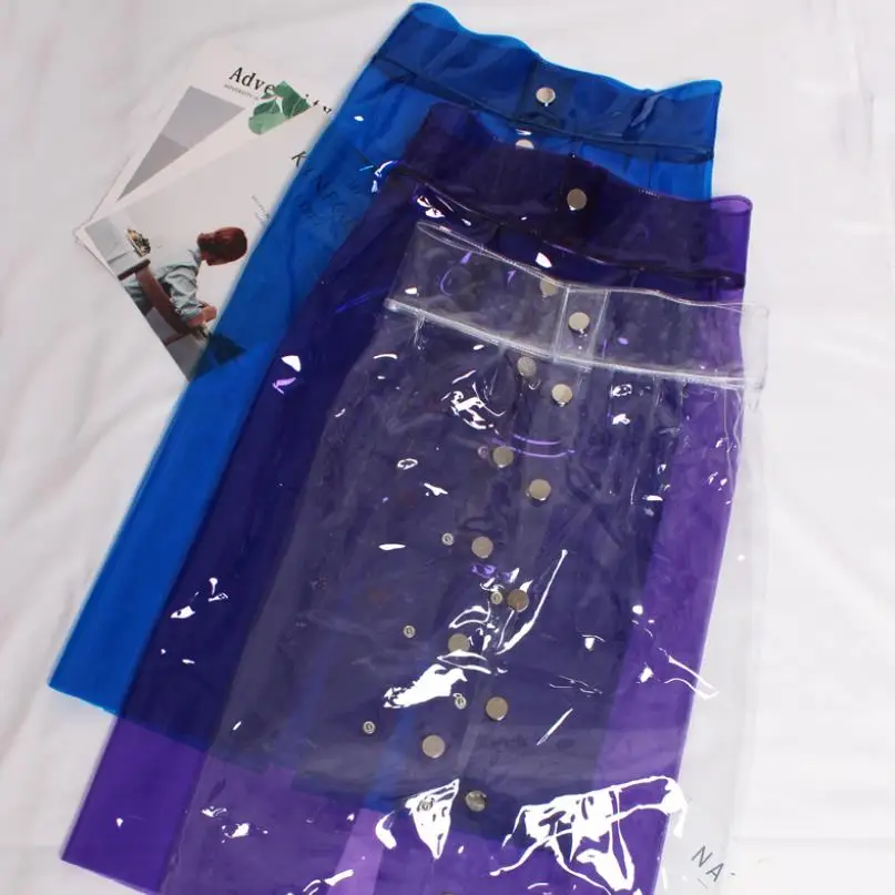 Новая однобортная юбка с высокой талией из ПВХ пластика|Женские юбки| |