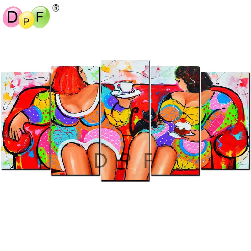 DPF алмазная живопись вышивка крестиком рукоделие цветная девушка 5D полная