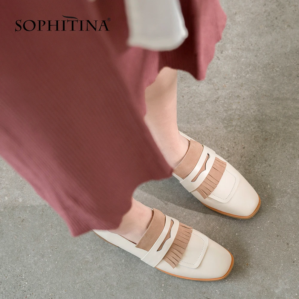 Женские лоферы на плоской подошве SOPHITINA с квадратным носком без застежки