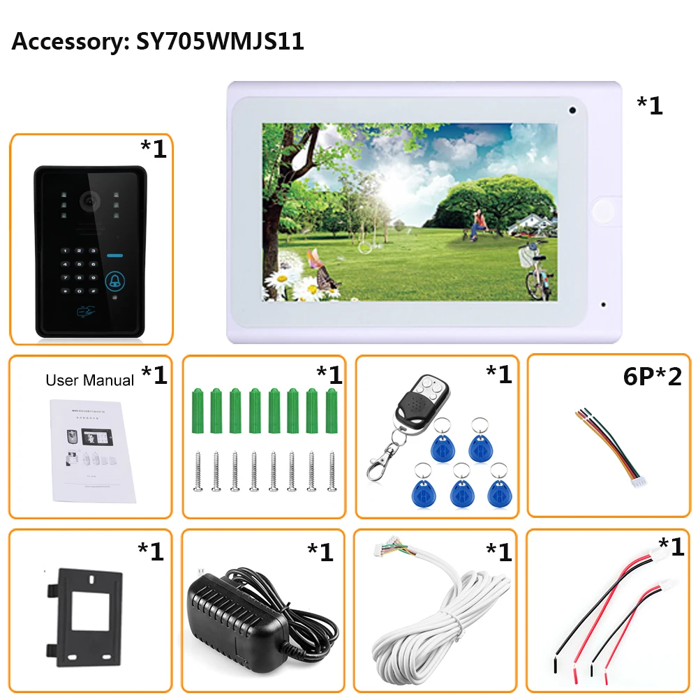 

Yobang Security 7 inch Wired / Wireless Wifi RFID Password Video Door Phone Doorbell Intercom with Support Remote APP unlocking