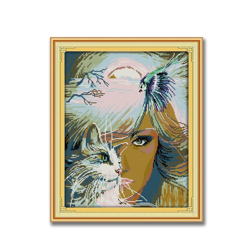 Красивая одежда для девочек и кошек с принтом на ткани DMC 14CT 11CT наборы вышивки