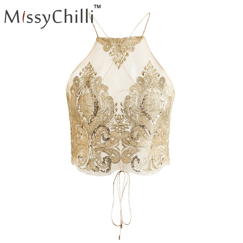 Женский короткий топ на бретельках MissyChilli сетчатый с открытыми плечами и