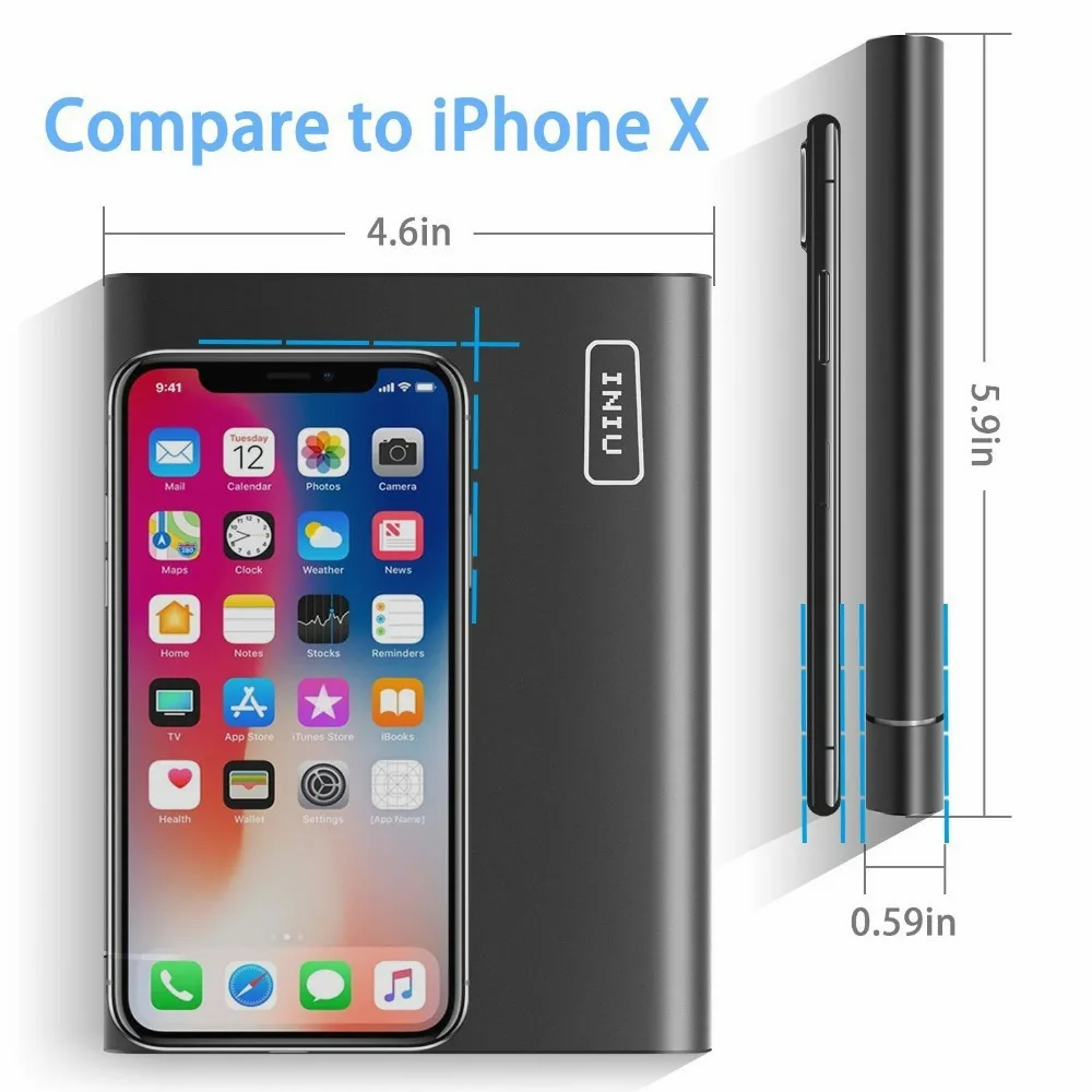 INIU 20000 мАч светодиодный внешний аккумулятор А 2 USB портативное зарядное