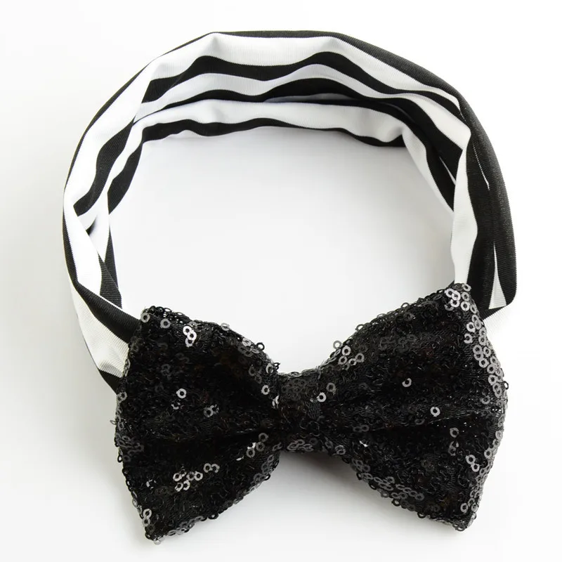 1 шт. новорожденных Полосатый тюрбан блестками повязка на голову с бантом Обувь