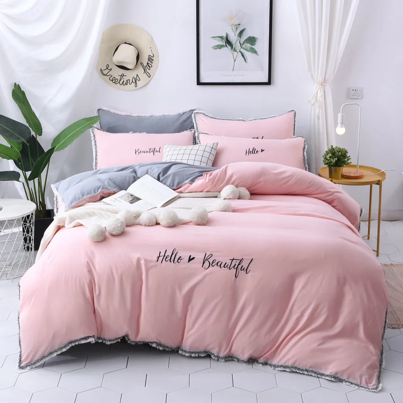 4 шт. Домашний Комплект постельного белья из мытого хлопка пододеяльник простыня