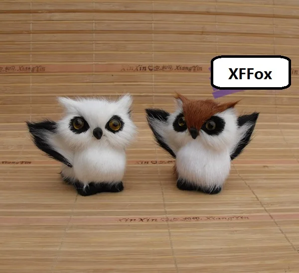 

a pair of cute real life wings owl models plastic&furs brown&white owl dolls gift about 9x6x8cm xf0497