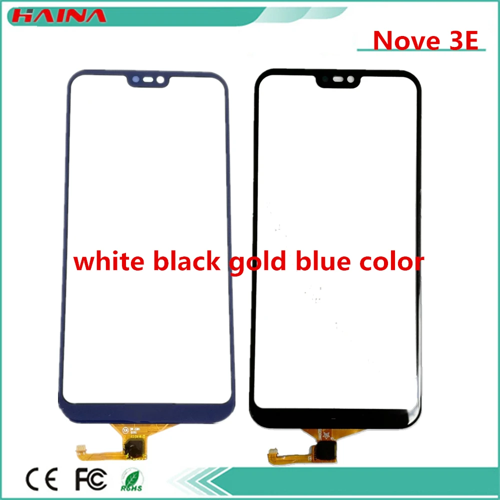 

10 pcs/lot Phone Sensor Touchscreen For Huawei P20 Lite Nova 3E Touch Screen Digitizer front glass lens panel sensor with tape