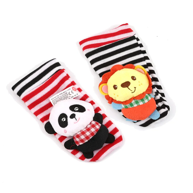 

Baby Rattle Hand Wrist Strap Toy Cute Animal Cartoon Baby Infant Soft Socks Stuffed Mobile Rattles Hand Foot Developmental Toy
