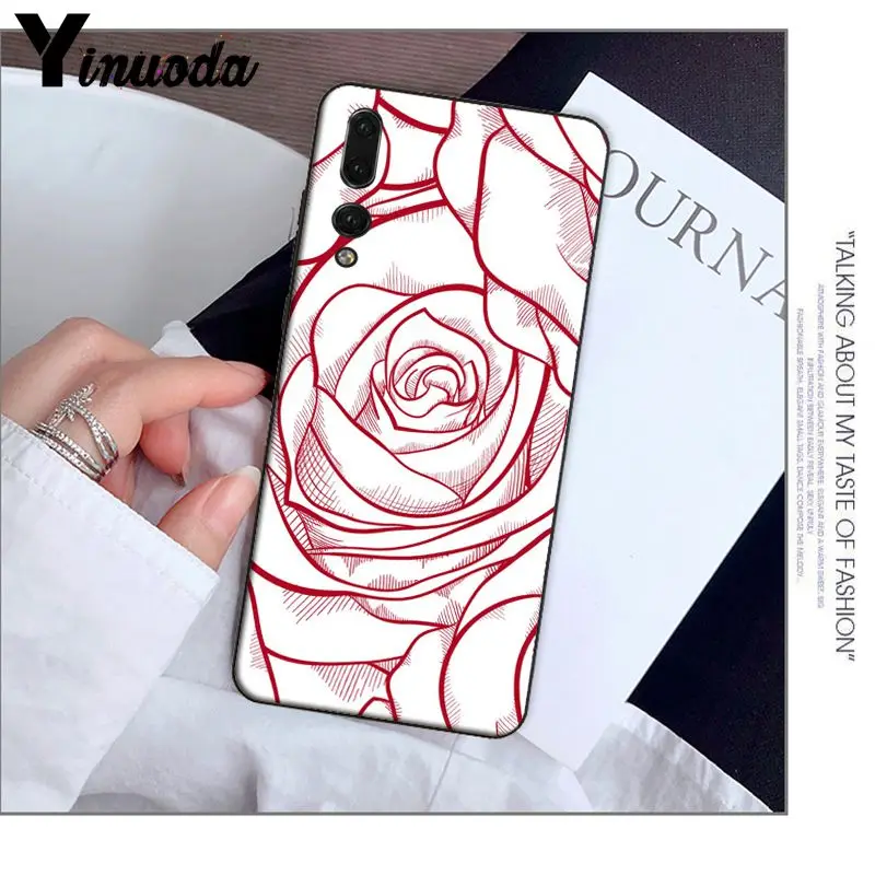 Yinuoda красная роза ТПУ Мягкий силиконовый чехол для телефона Huawei Mate10 Lite P20 Pro P9 P10 Plus