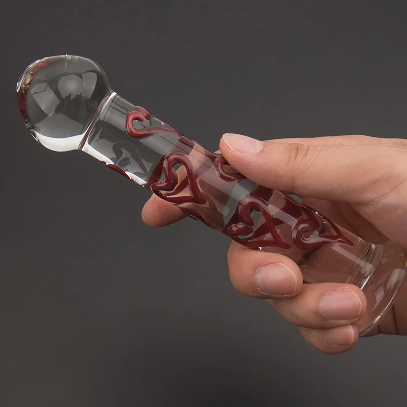Милое оружие Кристальный стеклянный фаллоимитатор пирекса 7 дюймов красное