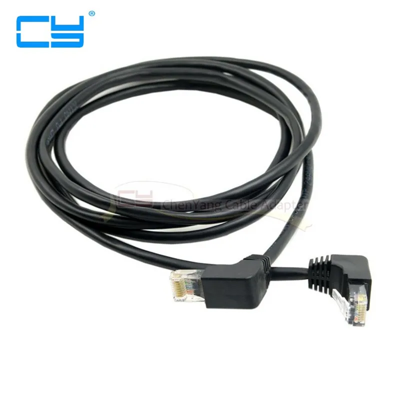 

Para baixo Duplo 90 para a Direita Em Angulo bend 8P8C FTP STP UTP Cat 5e Lan Ethernet Rede Patch Cord Cabo Macho para Macho 2 m