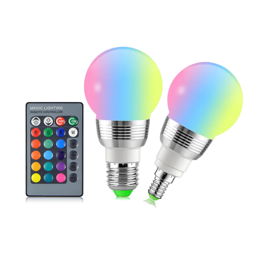 Домашний Светильник ing RGB затемнения светодиодный ночной Светильник E27 E14 85-265V 110V 220V Sopt светильник для сценического освещения светодиодный лампы/24key пульт дистанционного управления Точечный светильник