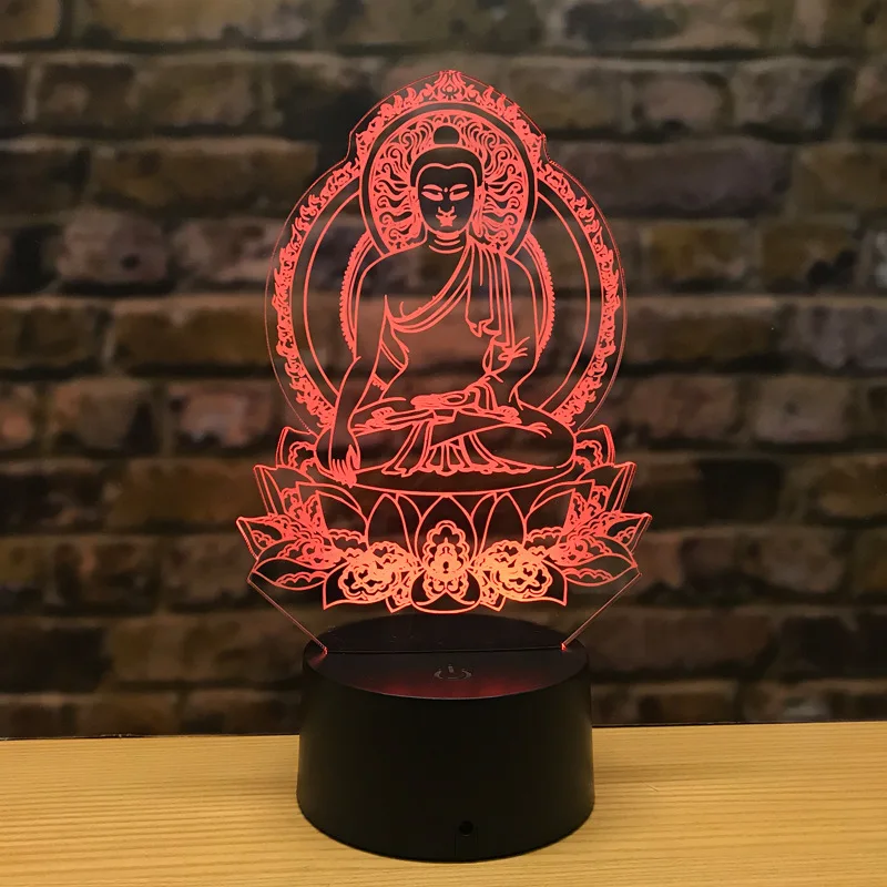Новинка Sakyamuni 3d ночник светодиодный 7 цветов визуальный буддийский светильник