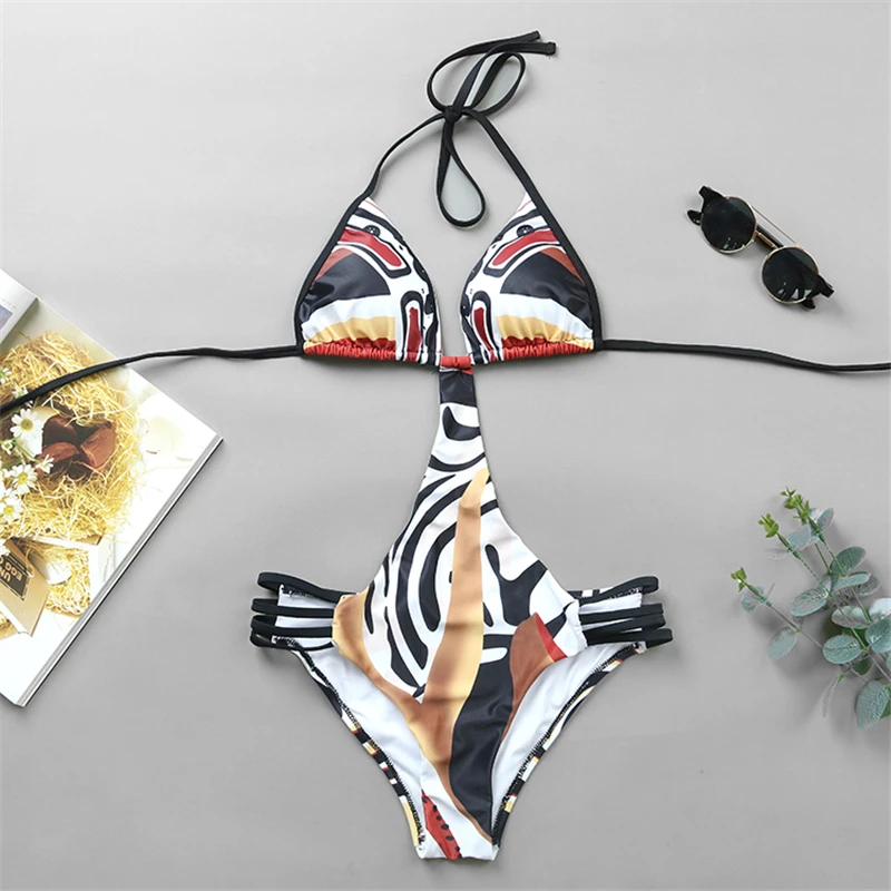 Сексуальный купальный костюм с завязками на талии для девочек треугольный