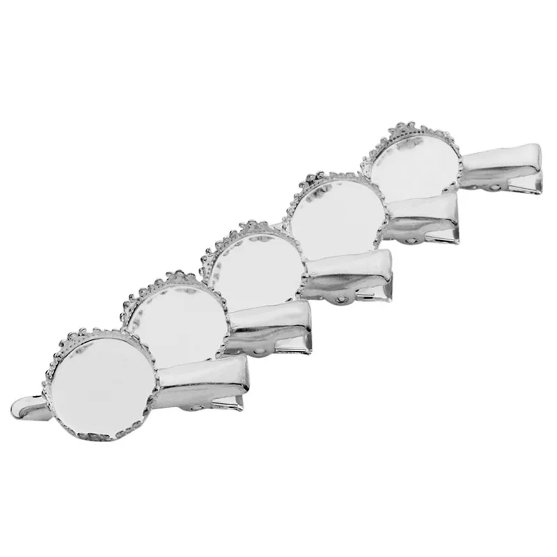 Оптовая продажа 15 мм круглые серебристые плоские шпильки поднос камея кабошон