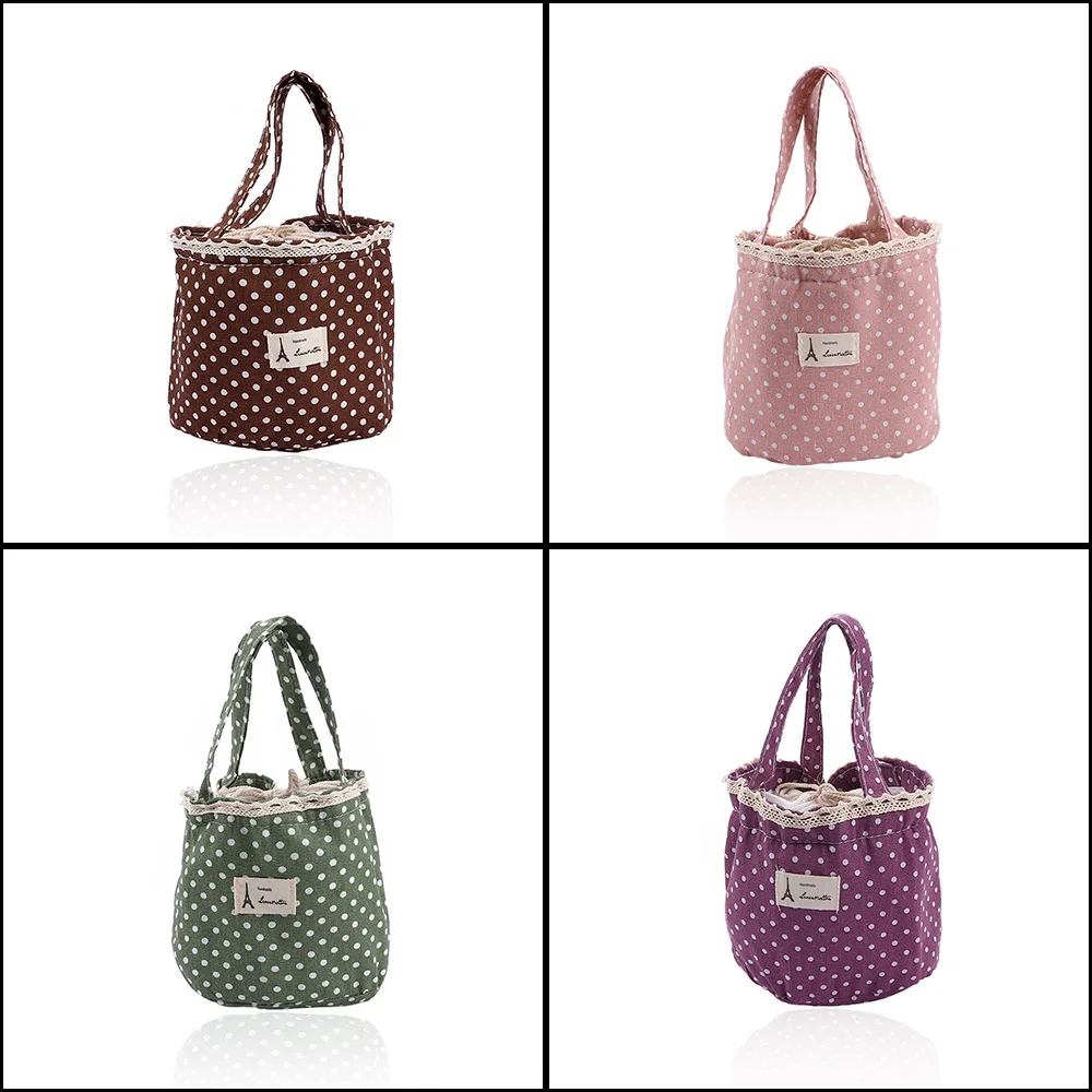 1 шт., повседневная переносная сумка для обеда, в горошек, изолированная, Брезентовая, Термосумка для еды, пикника, сумки для обеда для женщин, детей, сумка-холодильник для обеда, сумка-тоут