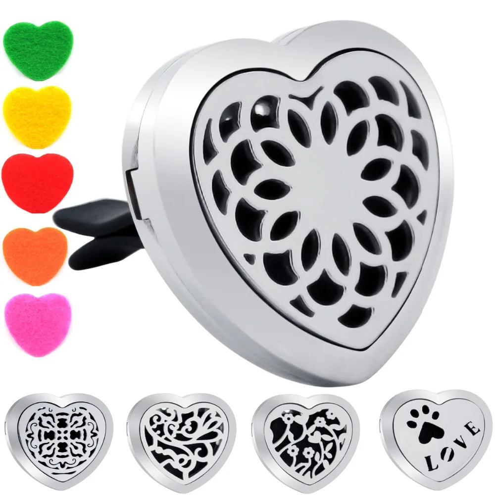 

Peach Heart Shape Magnet 316 Stainless Steel Car Aromatherapy Locket Free Pads Essential Oil Car Perfume Lockets Drop Shipping