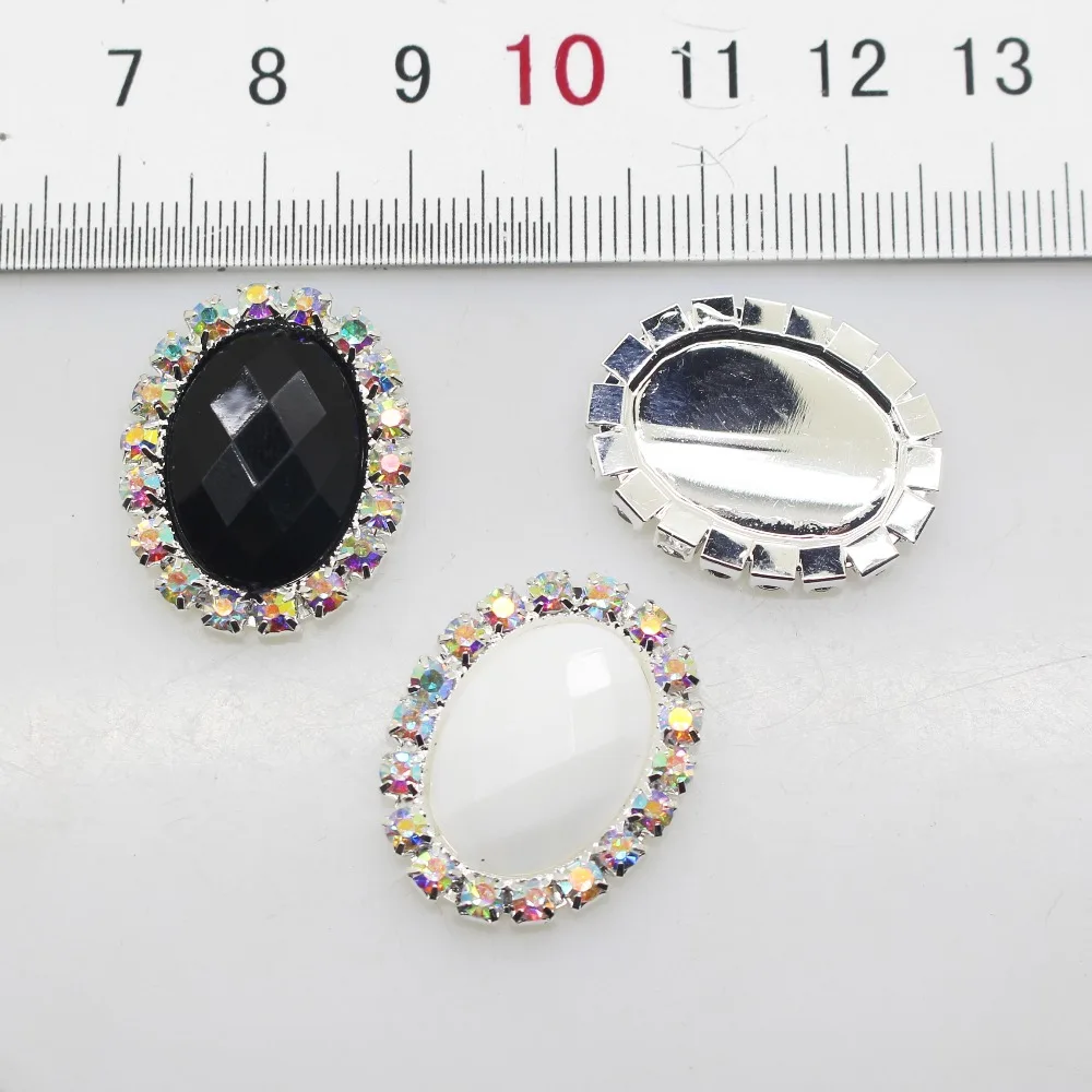 New 10pcs/Lot AB Rhinestones Mix Color Acrylic Oval Diamond Crystal Buttons Ribbon Wedding Invitation Card Decoration | Дом и сад