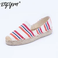 dzym spring summer stripes sneakers gingham classic canvas espadrilles women flats plus size high quality loafers zapatos