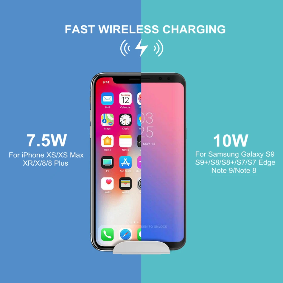 Amstar 10 Вт Быстрое беспроводное зарядное устройство для samsung Galaxy S10 S9 S8 Note 10 USB Qi зарядная подставка для iPhone 11 Pro XS Max XR X 8 Plus