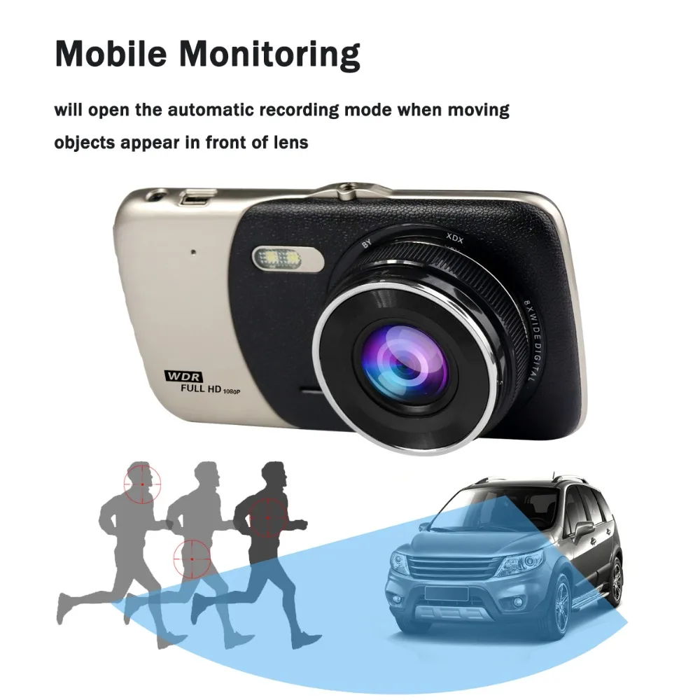 Мини Dash Cam Двойной объектив Автомобильный цифровой видеорегистратор с