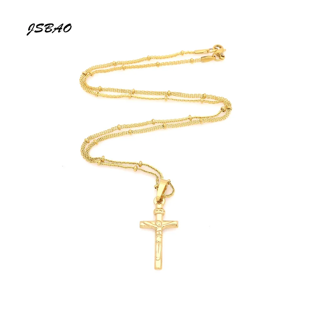JSBAO Высокое качество 50 см Нержавеющая сталь Для женщин Подвески с крестом четки