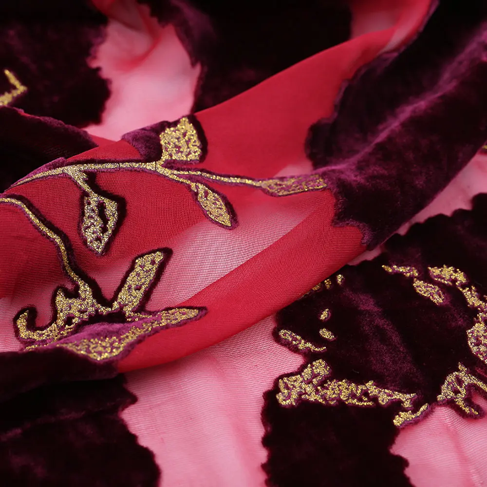 Шелковая бархатная ткань с цветочными листьями|Ткань| |