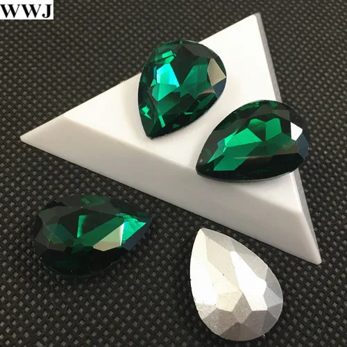green zircon Все размеры цвета Кристалл каплевидный необычный камень заостренный назад ювелирные изделия в виде капли бусины стекло 7x10, 10x14~ 30x40 мм без отверстий Красочные капли - Цвет: green zircon