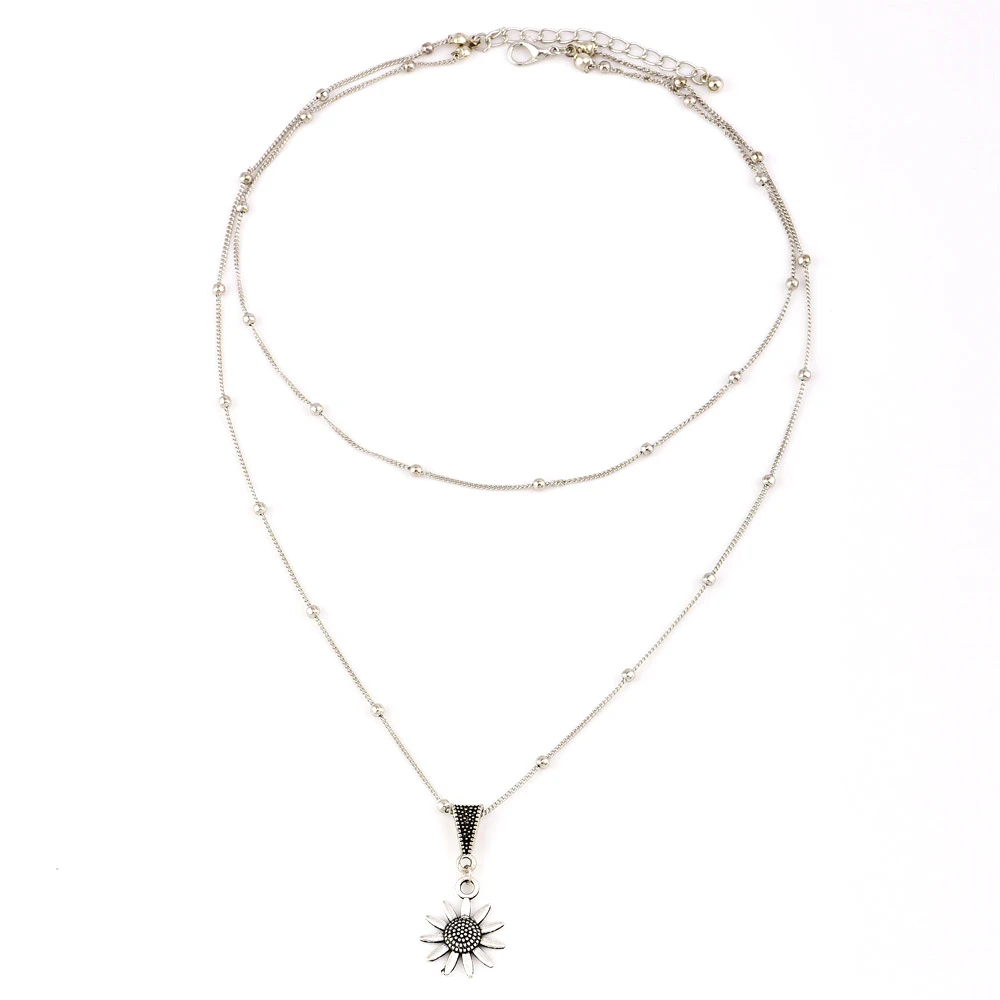 2 шт./компл. простые женские ожерелье подсолнечника бисером многослойное