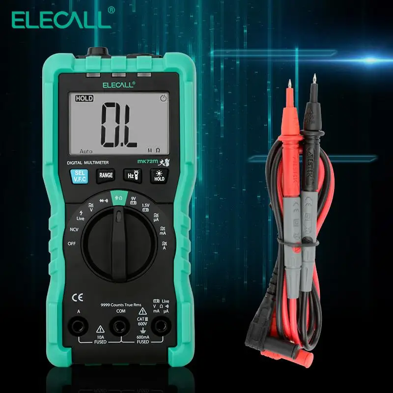 ELECALL MK72M мини мультиметр тесты цифровой true RMS multi function сопротивление конденсатор er